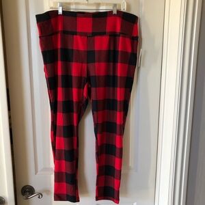 Terra & Sky Red and Black Plaid Leggings